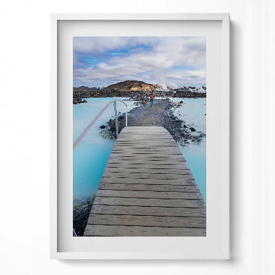 Függőleges kép keretben Kék víz híd táj