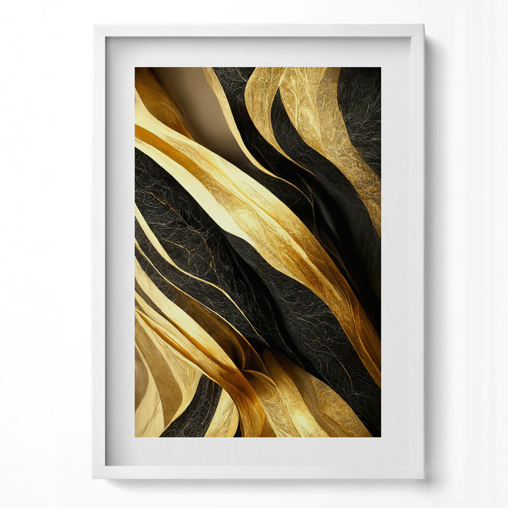 Függőleges kép keretben Arany és fekete hullámok