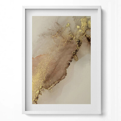 Függőleges kép keretben Absztrakt arany és bézs motívum