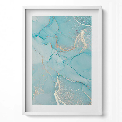 Függőleges kép keretben Absztrakt kék és arany mintázat