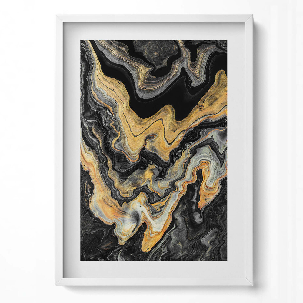 Függőleges kép keretben Absztrakt arany és fekete mintázat