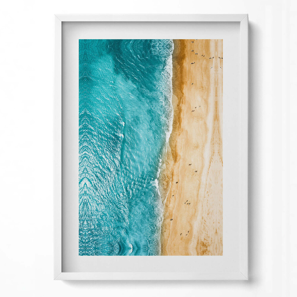 Függőleges kép keretben Tengerparti táj homok és víz