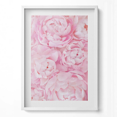 Függőleges kép keretben Rózsaszínű virágok peóniák