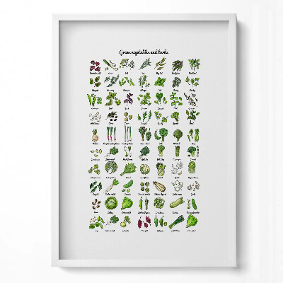 Függőleges kép keretben Zöldségek és gyógynövények illusztrációja