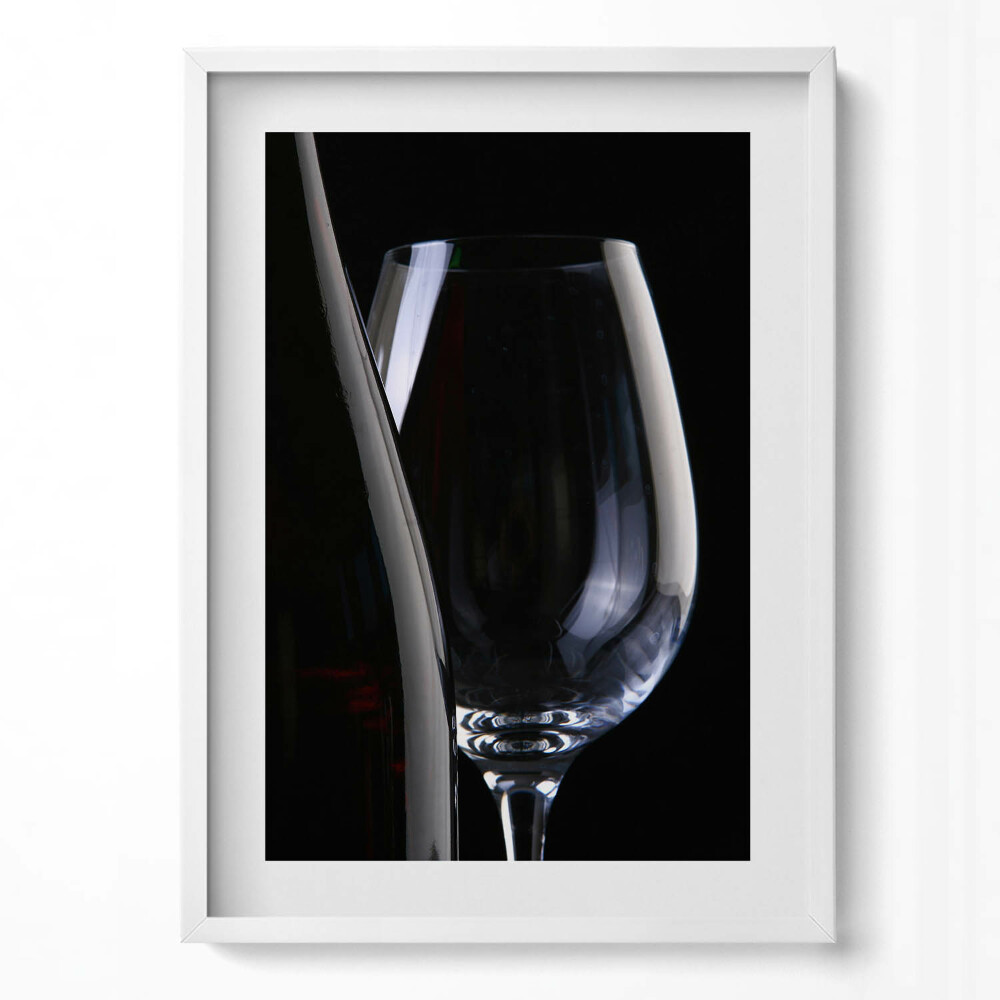 Függőleges kép keretben Borospohár és üveg
