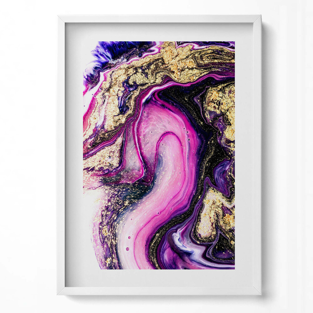 Függőleges kép keretben Absztrakt lila és arany színek