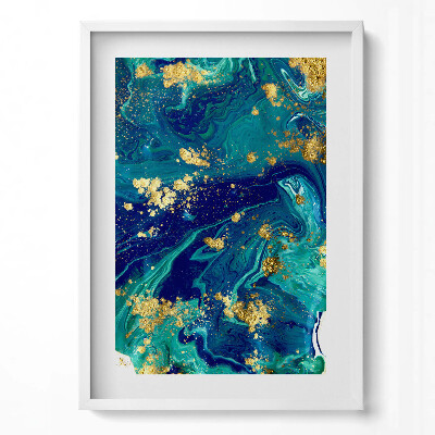 Függőleges kép keretben Absztrakt kék és arany mintázat