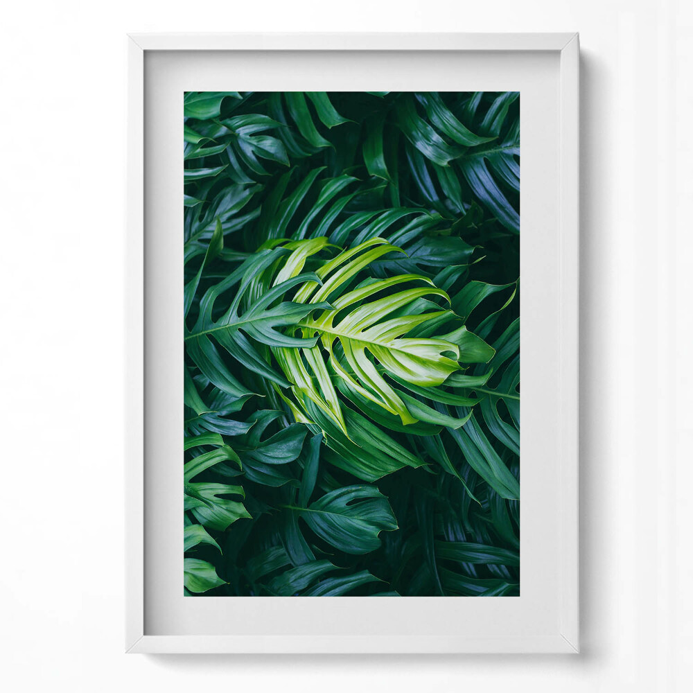 Függőleges kép keretben Zöld levelek mintázata