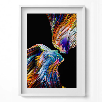 Függőleges kép keretben Színes absztrakt arcok összefonódása