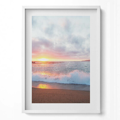 Függőleges kép keretben Naplemente a tengerparton