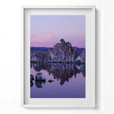 Függőleges kép keretben Hegyek és víz tükröződése