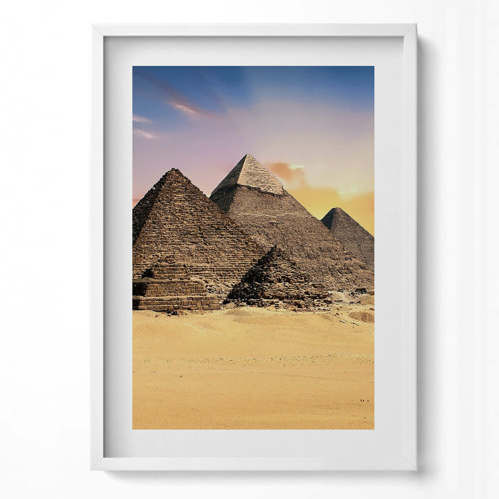 Függőleges kép keretben Ókori piramisok sivatagban