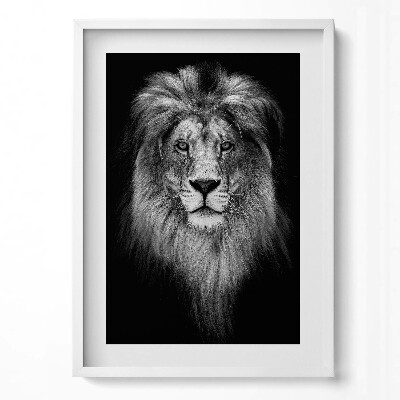 Függőleges kép keretben Fekete-fehér oroszlánportré