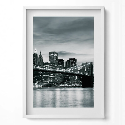 Függőleges kép keretben Brooklyn híd városi táj