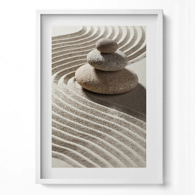 Függőleges kép keretben Kavicsok homokban hullámok