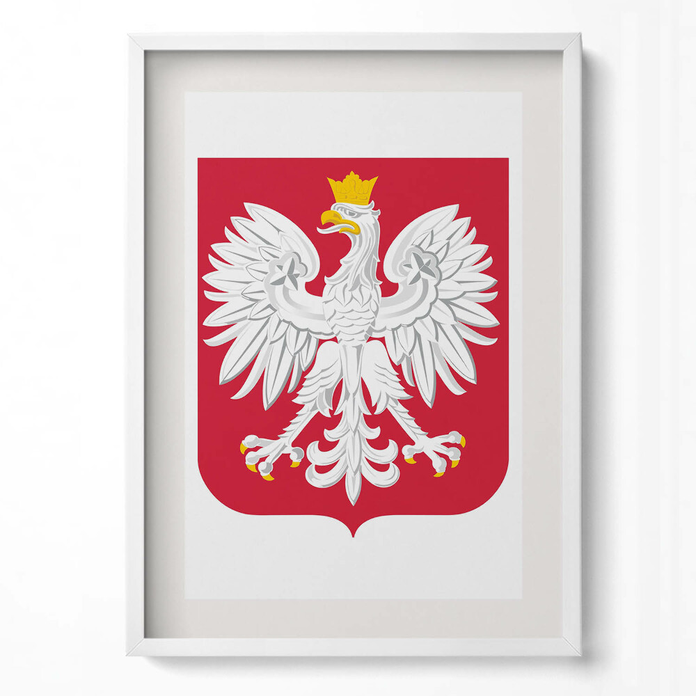 Függőleges kép keretben Lengyelország fehér sas emblémája