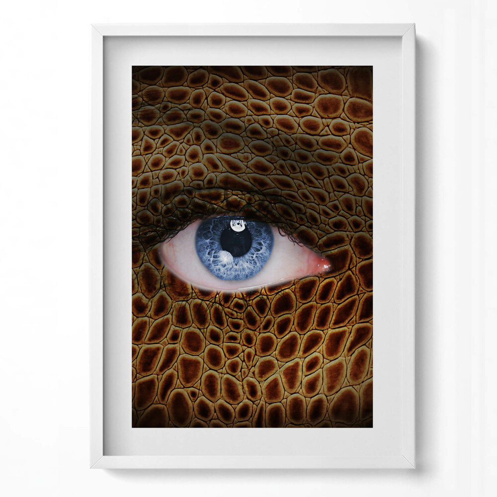 Függőleges kép keretben Kígyóbőr és szem motívum