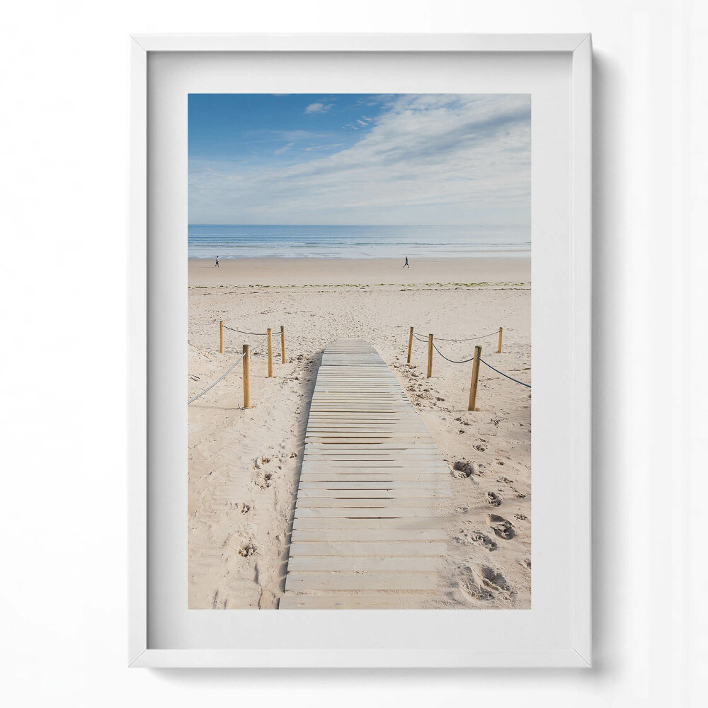 Függőleges kép keretben Tengerparti stég napfényben