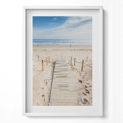 Függőleges kép keretben Tengerparti stég napfényben