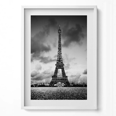 Függőleges kép keretben Eiffel-torony fekete-fehérben