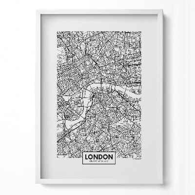 Függőleges kép keretben London térképe fekete-fehér