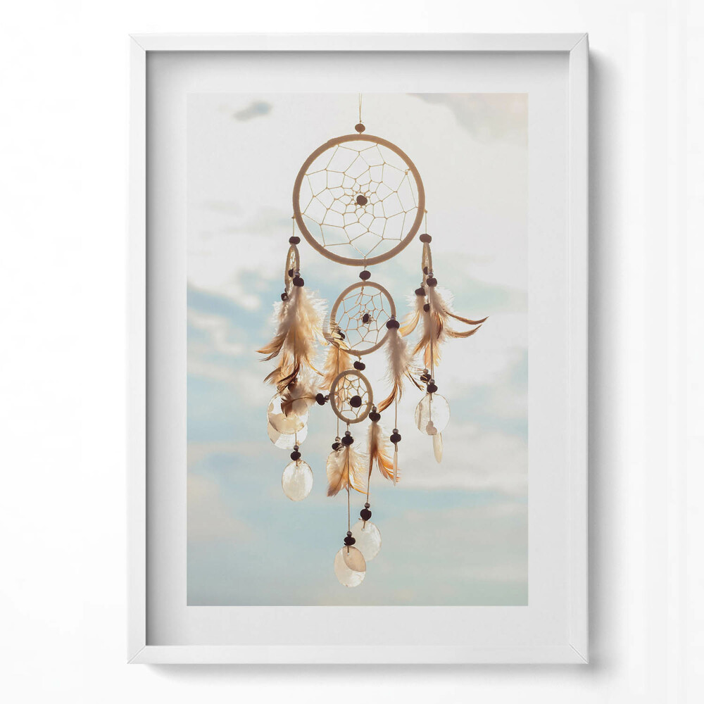 Függőleges kép keretben Álomfogó tollak gyöngyök