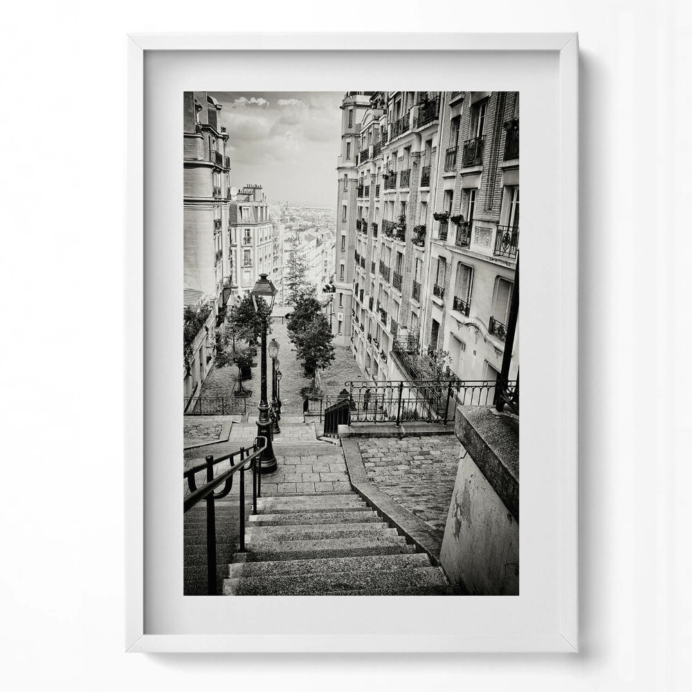 Függőleges kép keretben Lépcsős utca városképpel