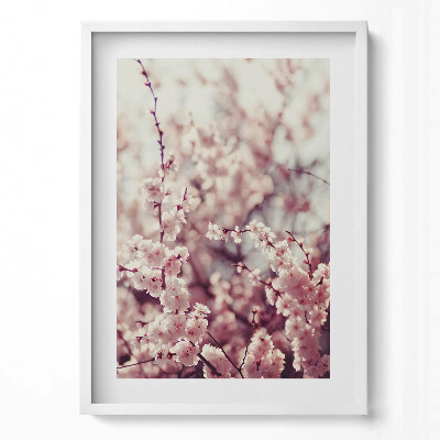 Függőleges kép keretben Rózsaszín virágzó ágak