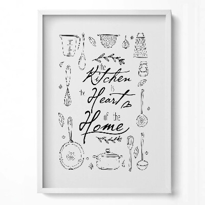 Függőleges kép keretben Konyhai eszközök és idézet