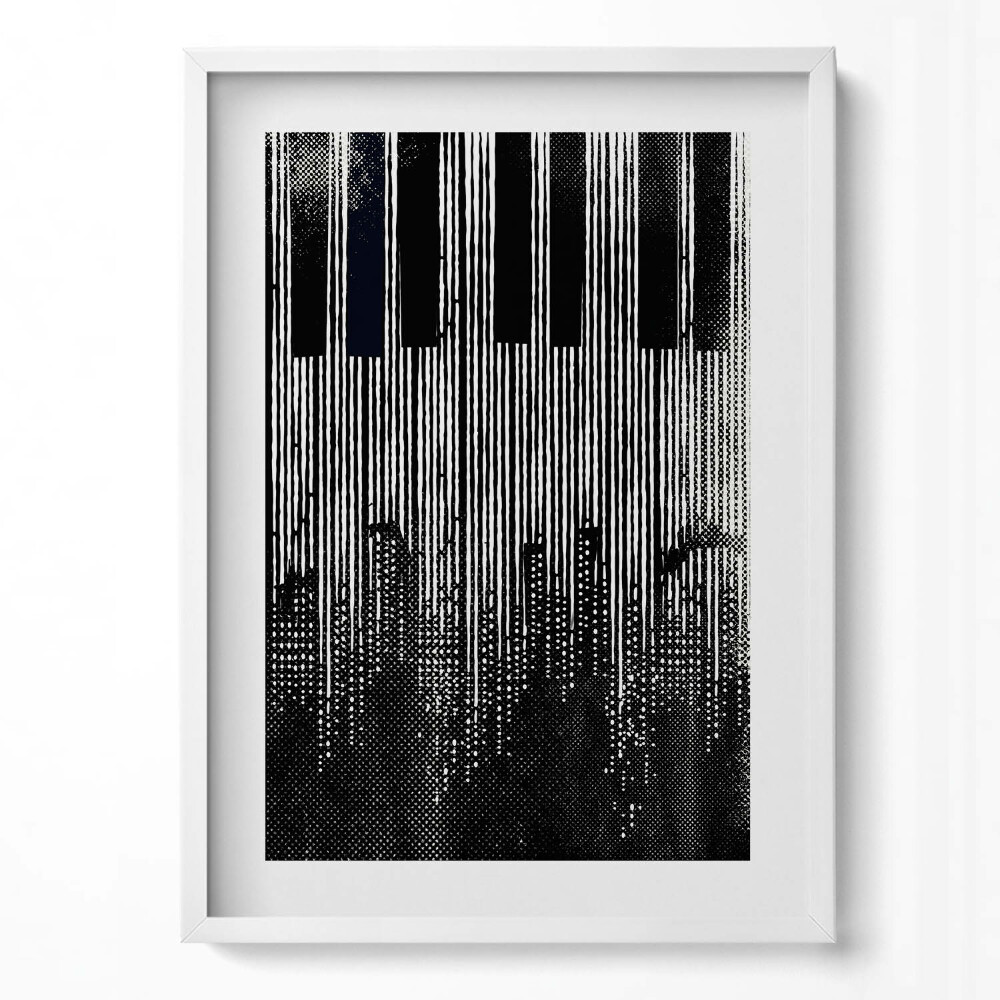 Függőleges kép keretben Zongorabillentyűk és vonalak