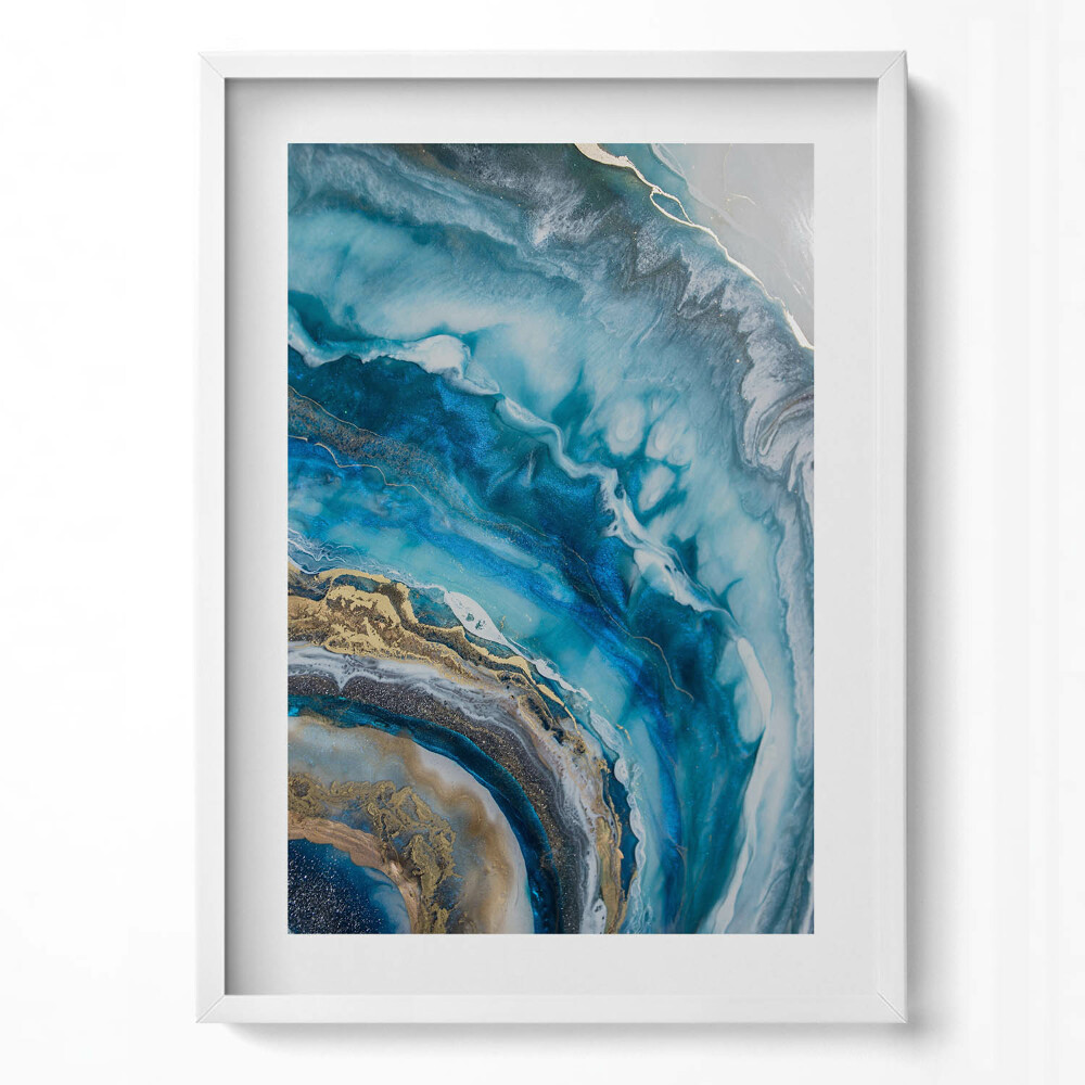 Függőleges kép keretben Absztrakt kék és arany mintázat