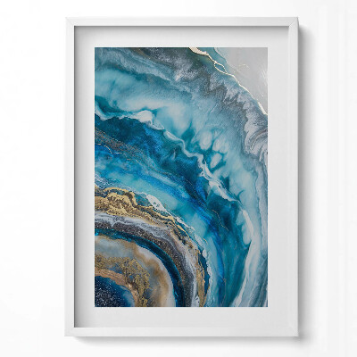 Függőleges kép keretben Absztrakt kék és arany mintázat