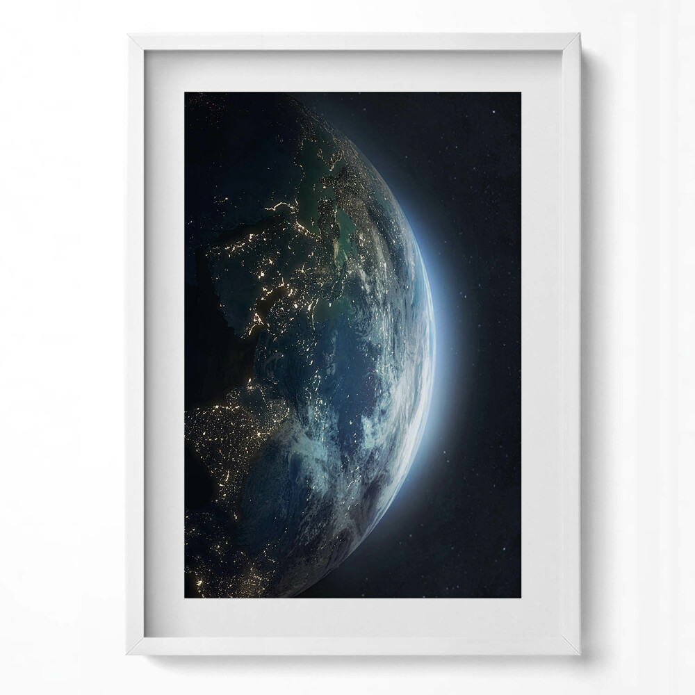 Függőleges kép keretben Föld éjjeli fényekben