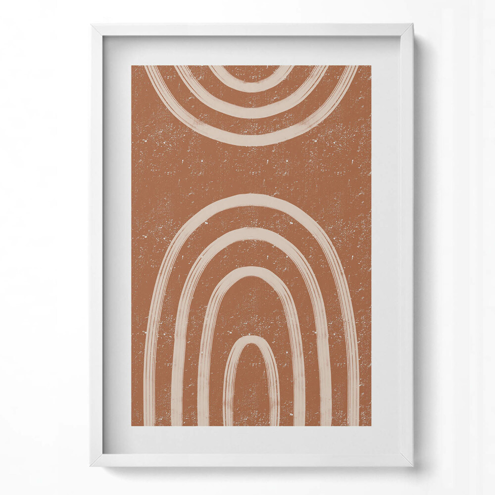 Függőleges kép keretben Absztrakt ívek barna háttérrel