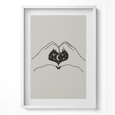 Függőleges kép keretben Csillagos égbolt és hold szív alakban