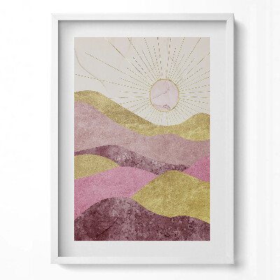 Függőleges kép keretben Absztrakt táj napkoronggal