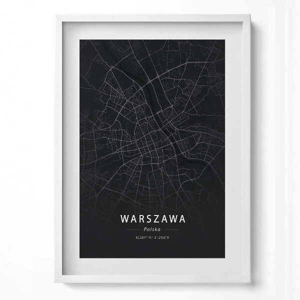 Függőleges kép keretben Városi térkép Warszawa