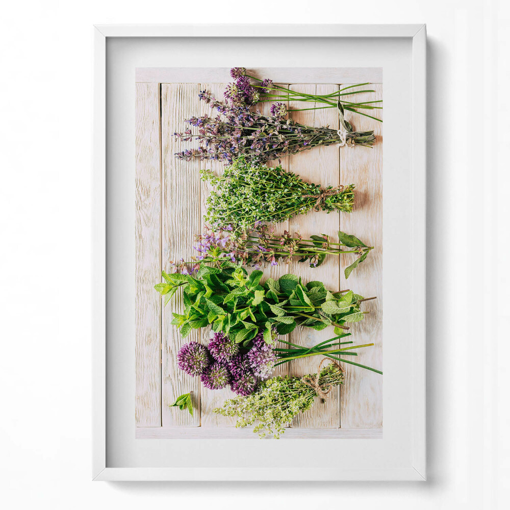 Függőleges kép keretben Friss fűszernövények elrendezése