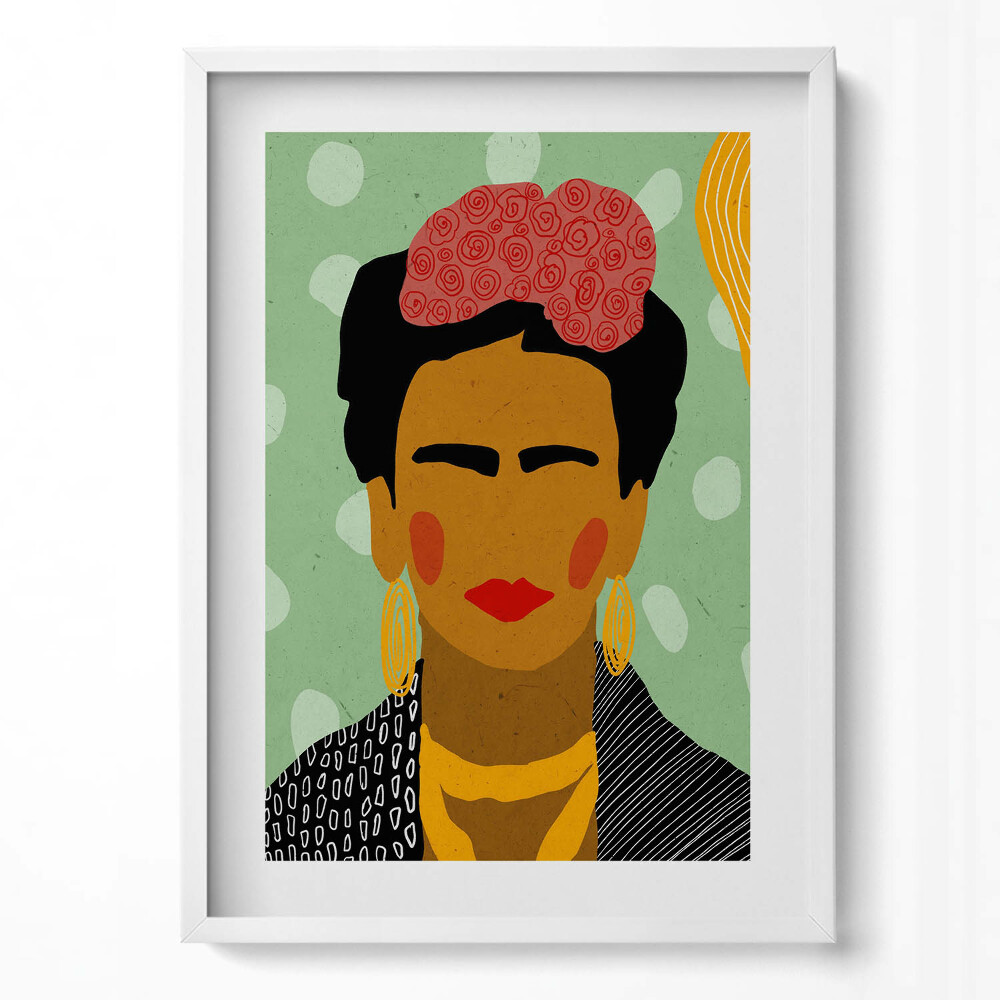 Függőleges kép keretben Női portré élénk színek