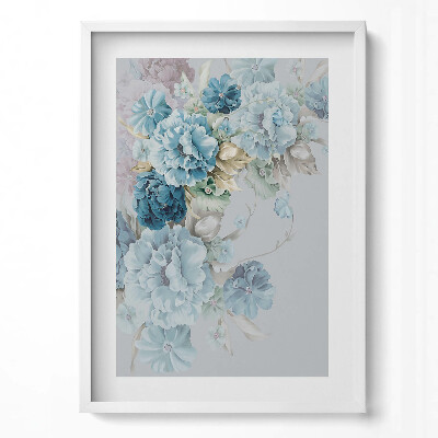 Függőleges kép keretben Kék és rózsaszín virágok