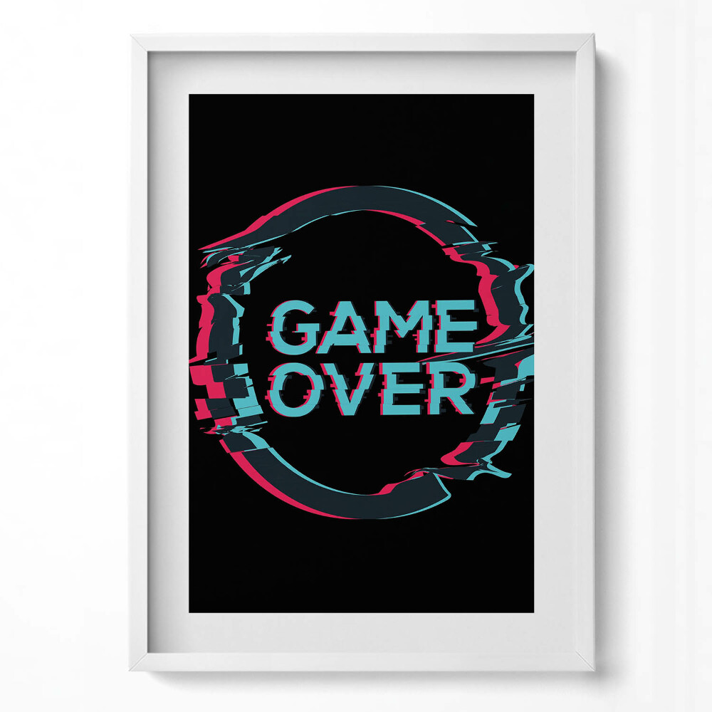 Függőleges kép keretben Digitális stílusú "Game Over" felirat
