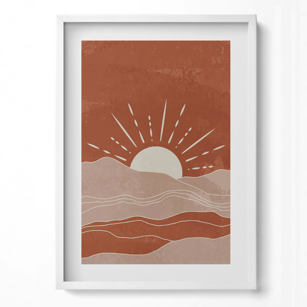 Függőleges kép keretben Naplemente hegyek felett