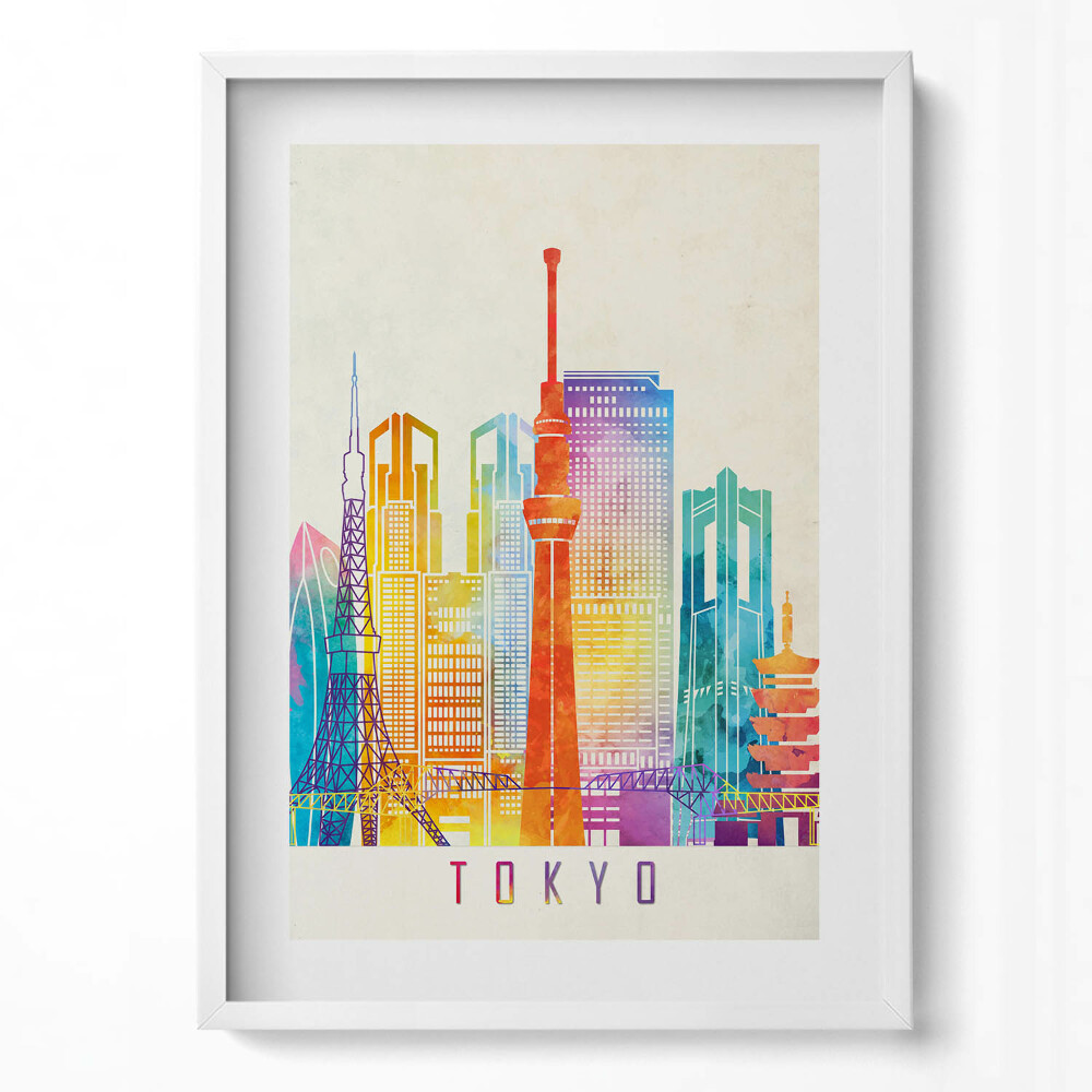 Függőleges kép keretben Színes tokiói városkép