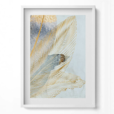 Függőleges kép keretben Arany vonalakkal díszített levél