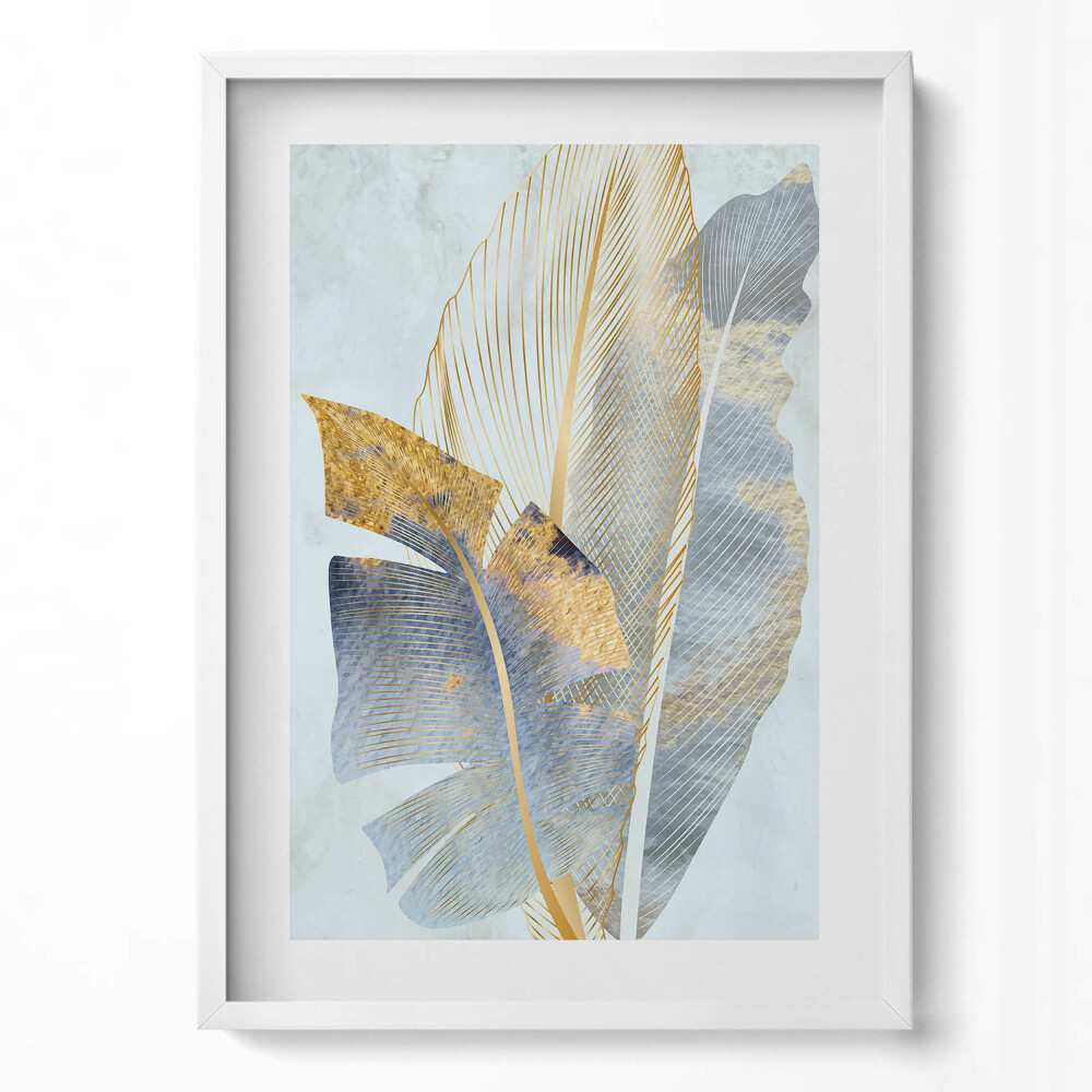 Függőleges kép keretben Aranyozott levelek absztrakt kompozíciója