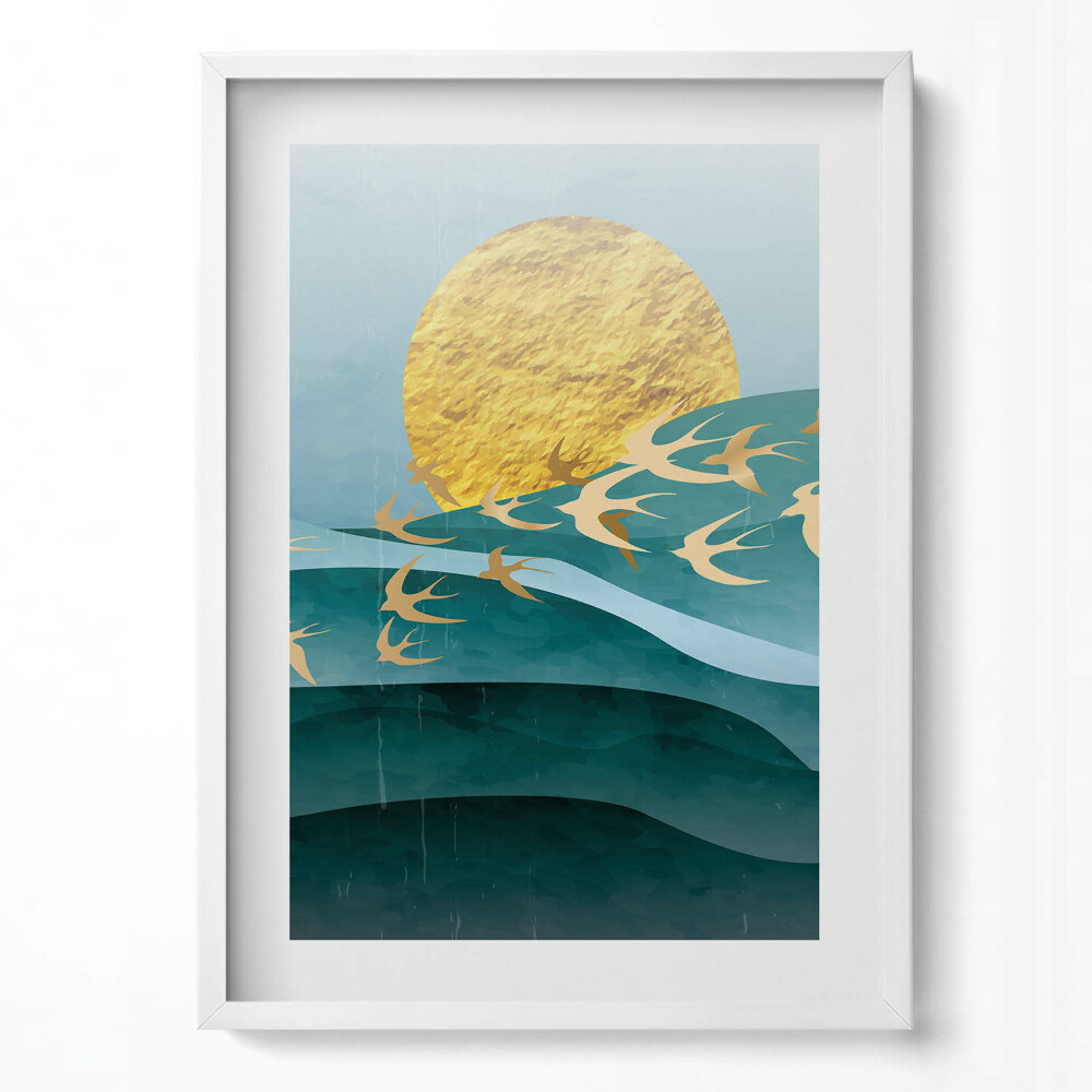 Függőleges kép keretben Napsütéses tengerparti táj