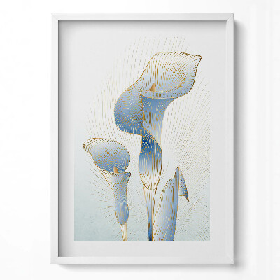 Függőleges kép keretben Absztrakt liliomok arany vonalakkal