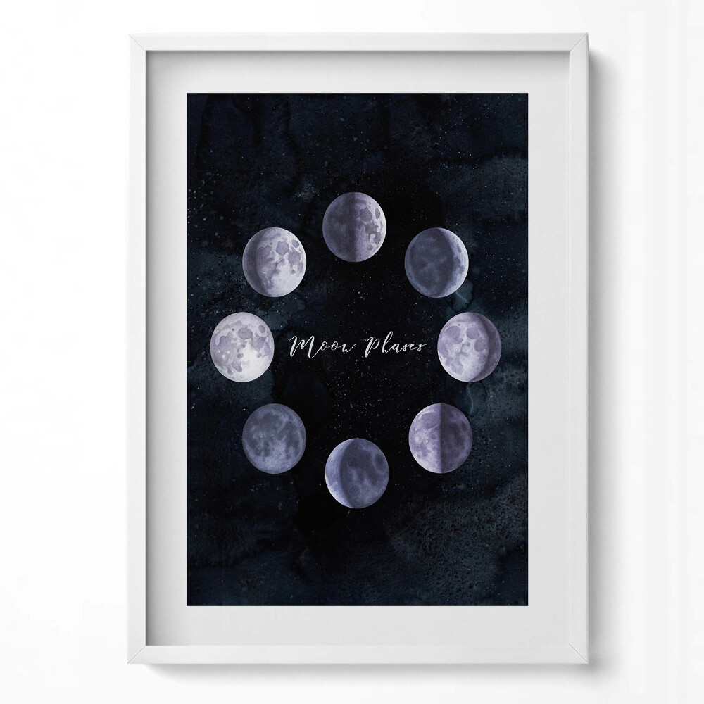 Függőleges kép keretben Holdfázisok körben