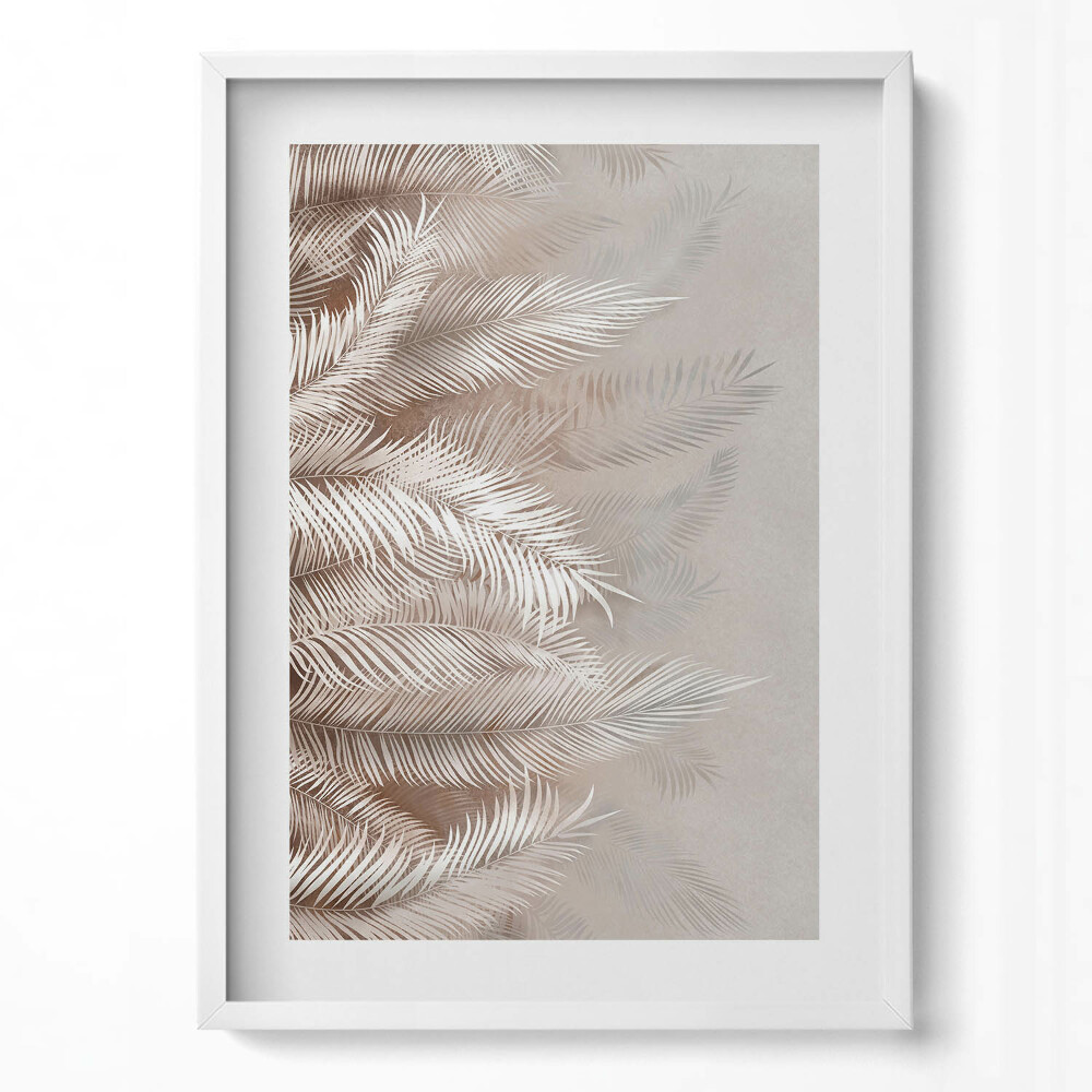 Függőleges kép keretben Fehér pálmalevelek mintázata