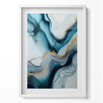 Függőleges kép keretben Absztrakt kék és arany minták